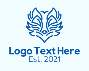 Symmetric - Blue Wolf Outline logo design