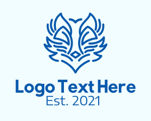 Symmetrical - Blue Wolf Outline logo design