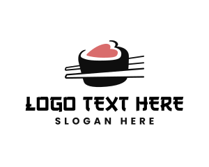 Sushi Stall - Sushi Heart Chopstick logo design