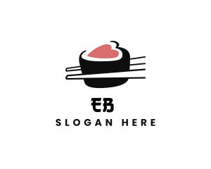 Asian - Sushi Heart Chopstick logo design