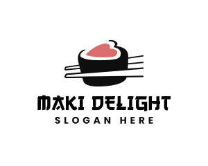 Sushi Heart Chopstick logo design