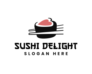 Sushi Heart Chopstick logo design