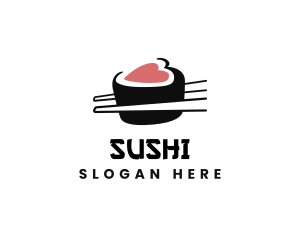 Sushi Heart Chopstick logo design