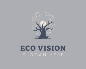 Eco Night Oak Tree logo design