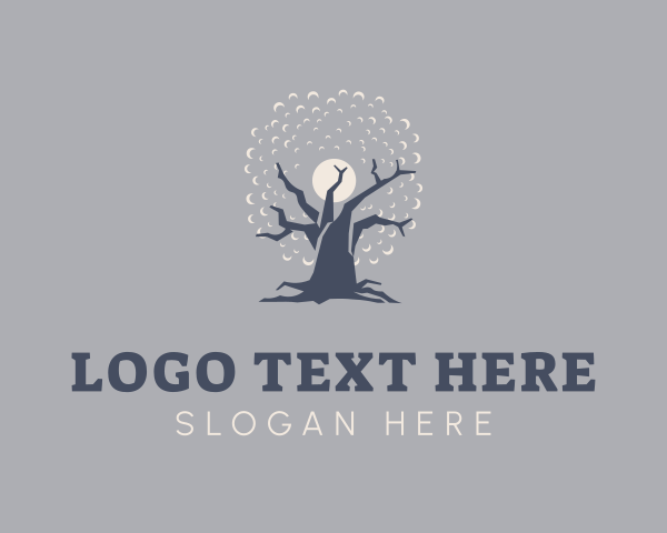 Sustainable - Eco Night Oak Tree logo design