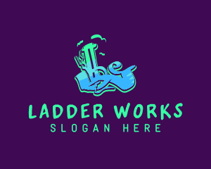 Neon Graffiti Art Letter L logo design