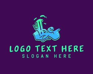 Teen - Neon Graffiti Art Letter L logo design