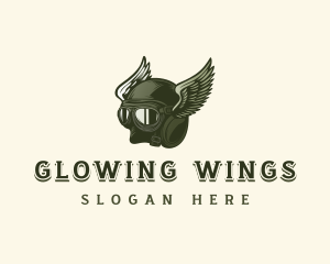 Motorcycle Helmet Wings logo design