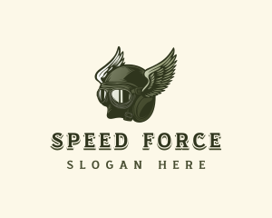 Motorcycle Helmet Wings logo design