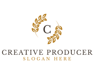 Organic Wreath Leaves Produce logo design