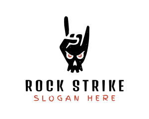 Skull Rock Band Hand logo design