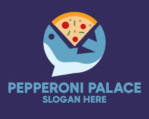 Pepperoni - Seafood Shark Pizza logo design
