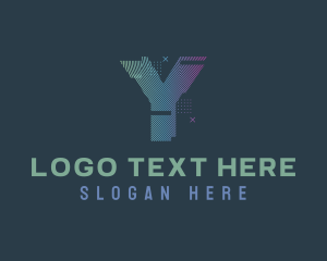 Youtube Channel - Modern Glitch Letter Y logo design