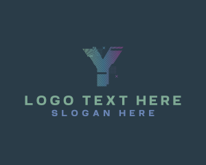 Youtube Vlogger - Modern Glitch Letter Y logo design