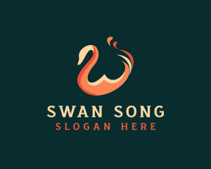 Bird Swan Flame logo design