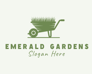 Wheelbarrow Lawn Grass logo design