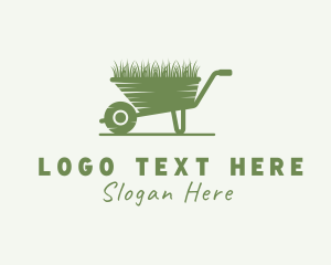 Green - Wheelbarrow Lawn Grass logo design