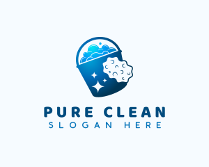 Bucket Sponge Cleaning logo design