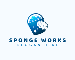 Sponge - Bucket Sponge Cleaning logo design