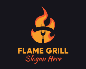 Grill - Fire Grilled Sausage BBQ logo design