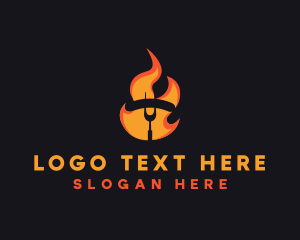 Fire Grilled Sausage BBQ logo design