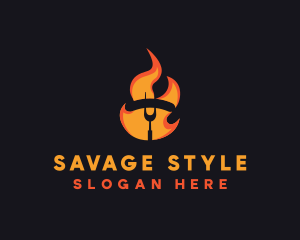 Fire Grilled Sausage BBQ logo design