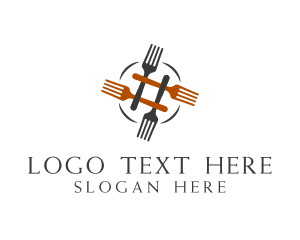 Orange Fork - Restaurant Cutlery Fork logo design