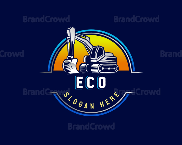 Construction Excavator Quarry Logo