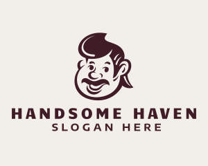 Retro Mustache Man Character logo design