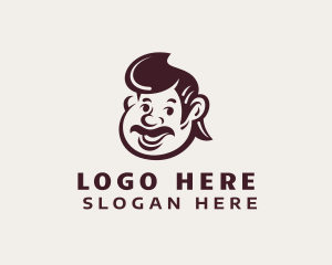 Barber - Retro Mustache Man Character logo design