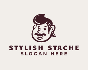 Retro Mustache Man Character logo design