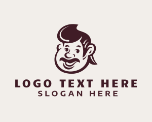 Pomade - Retro Mustache Man Character logo design