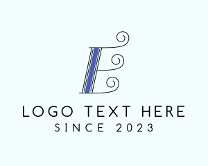 Retro - Elegant Swirl Letter E logo design