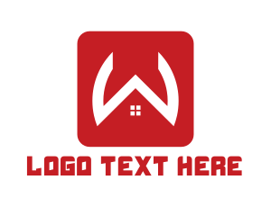 House - Red W House logo design