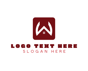 House - Red W House logo design