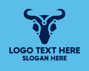 System - Digital Blue Bull logo design