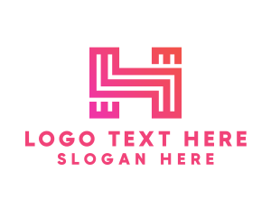Pink - Simple Gradient Outline Letter H logo design