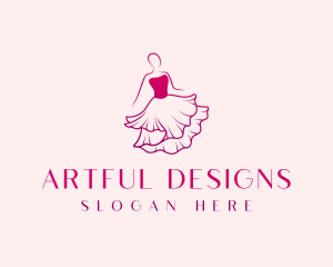 Fancy Woman Fashionista Dress logo design