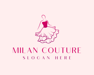 Fancy Woman Fashionista Dress logo design