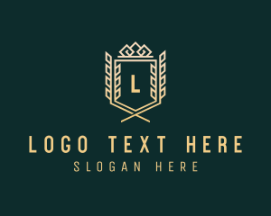 Letter - Wreath Shield Crest logo design