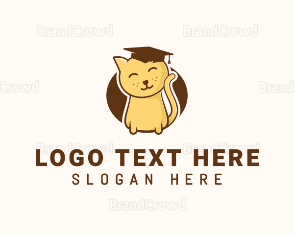 Cute Graduate Kitten Logo