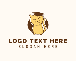 Graduation Hat - Cute Graduate Kitten logo design
