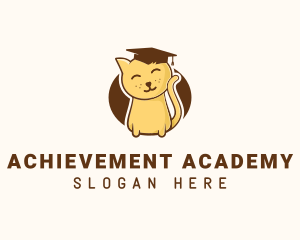 Graduation - Cute Graduate Kitten logo design