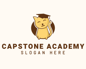 Graduation - Cute Graduate Kitten logo design