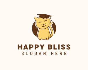 Cute Graduate Kitten logo design