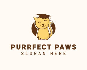 Kitten - Cute Graduate Kitten logo design