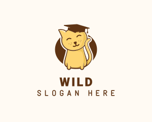 Mortarboard - Cute Graduate Kitten logo design