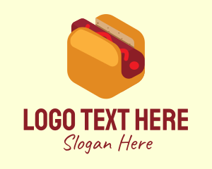 Food Stall - Isometric Hot Dog Sandwich logo design