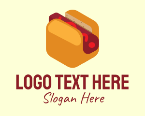 Kitchen - Isometric Hot Dog Sandwich logo design