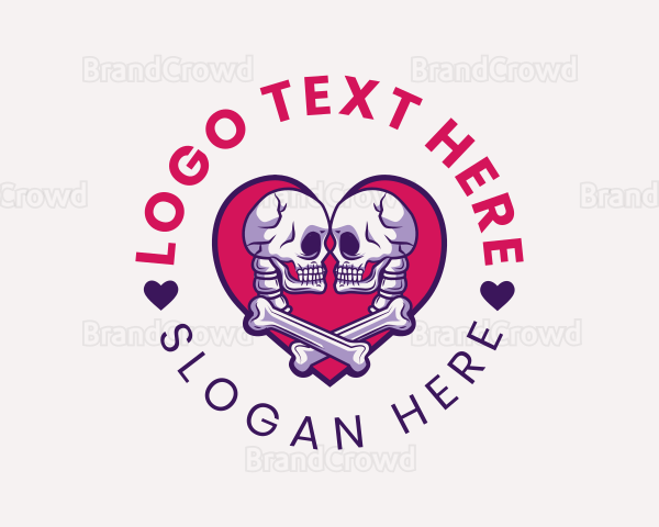 Skeleton Couple Emblem Logo